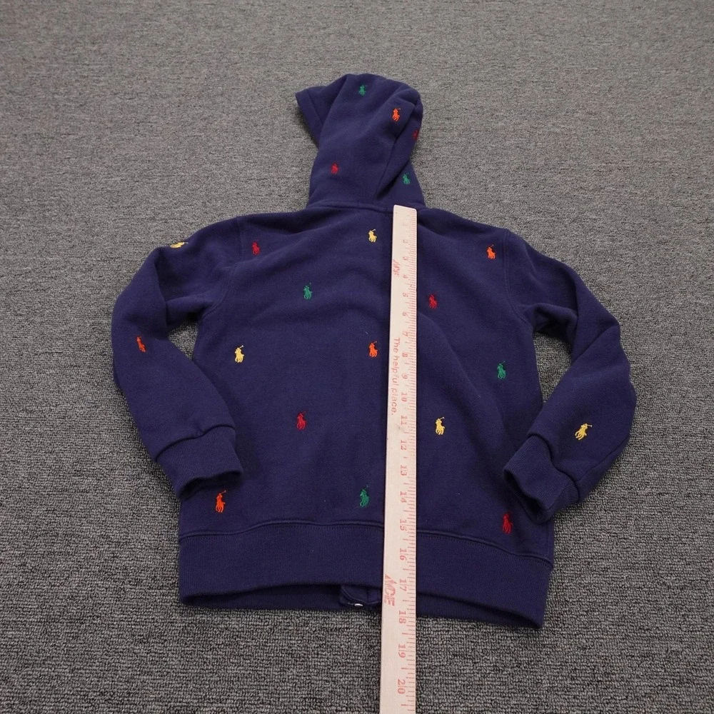 Polo Ralph Lauren Hoodie Youth 6 Blue Multicolor Pony Fleece Full Zip Sweatshirt